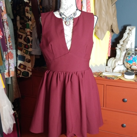 Daily Look Dresses & Skirts - Daily Look Dark Red V-Neck Dress